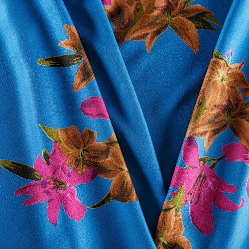 Креп 026-04594 лазурный синий принтованный