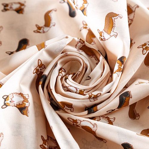 Перкаль 007-09342 кремово-бежевый принтованный