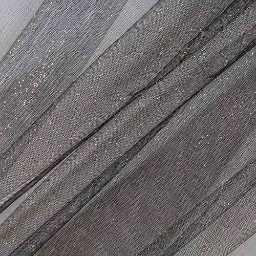 Фатин с напылением К33-961 черный однотонный