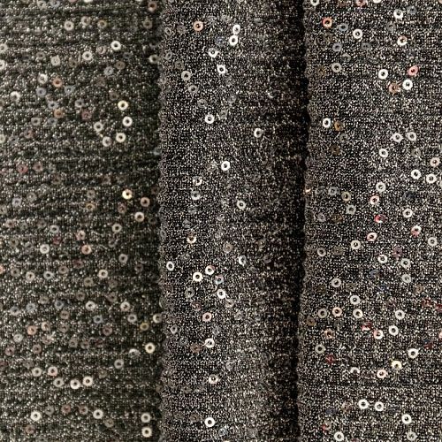 Трикотаж гофре 1120-341-056-0023 серебристо-черный с пайетками