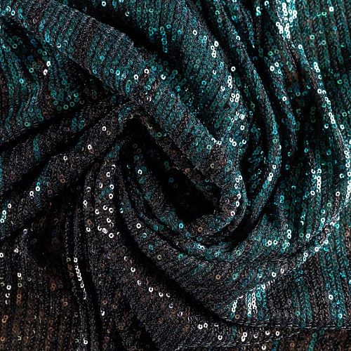 Ткань с пайетками К33-527 изумрудно-черный