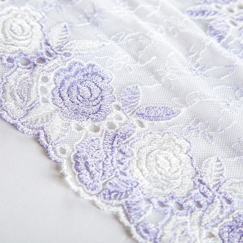 Кружево вышивка на сетке 180 мм Ф01-0010 бело-фиолетовый