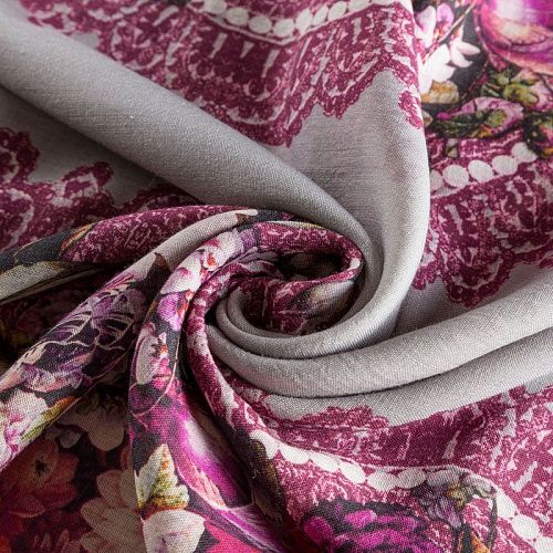 Шерсть плательная 066-02270 серый принтованный