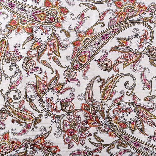 Вискоза с люрексом 009-00900 молочный принтованный